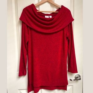 Zenergy by Chico's Cowl Neckline Lightweight Sweater in Red NWOT